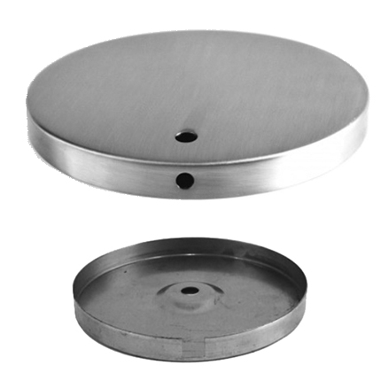 Pie metal acero mate de 185mm diámetro orificio descentrado