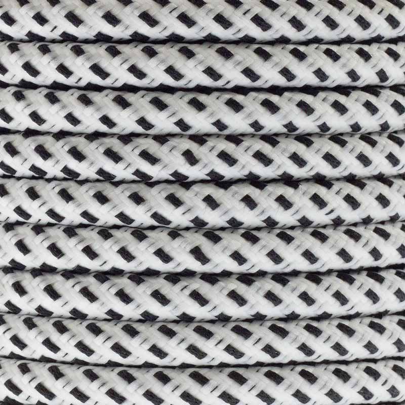 Cable textil decorativo a metros homologado color blanco y negro