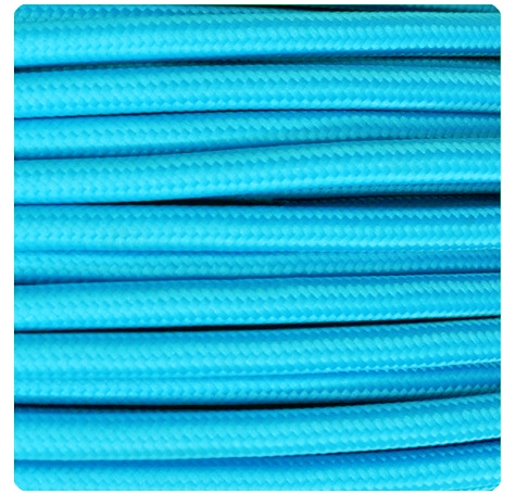 Cable textil decorativo a metros homologado de color turquesa