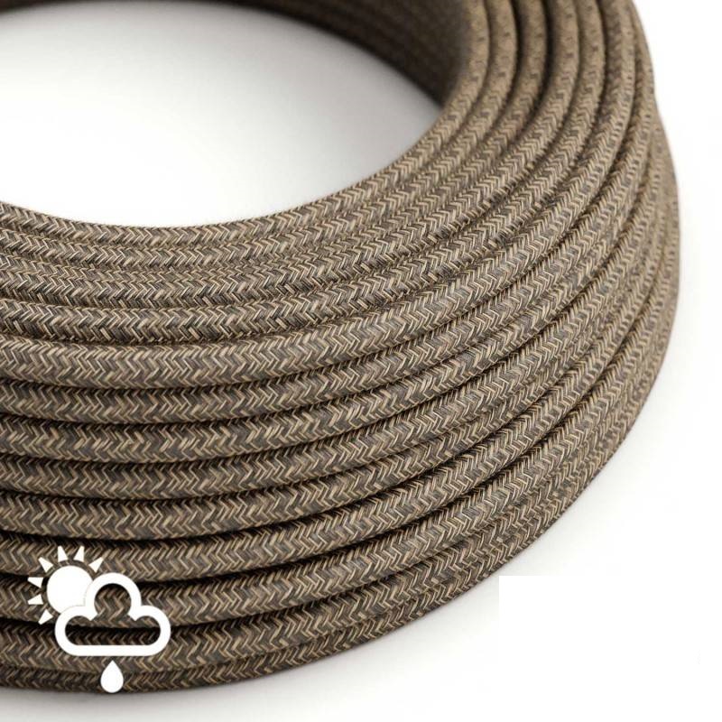 Cable textil decorativo para exteriores color lino marrón ref. 290028